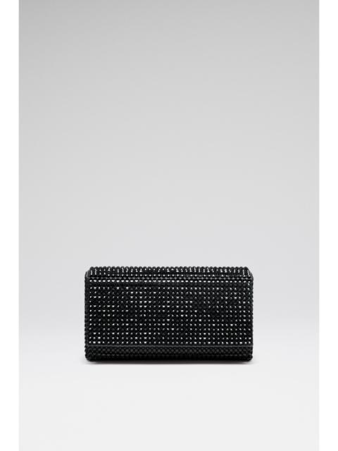 Amina Muaddi PALOMA BLACK SATIN WITH JET CRYSTALS AND GUN METAL HARDWARE