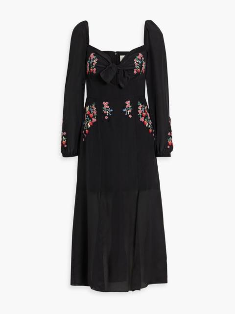 SALONI Harmony embroidered silk-chiffon midi dress