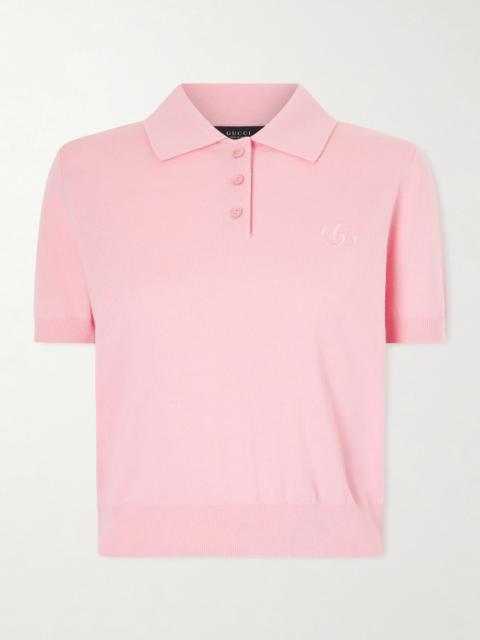 GUCCI Embroidered Wool Polo Sweater