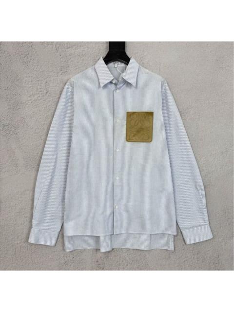 Loewe Loewe Anagram Leather Patch Stripe Long Sleeve Shirt