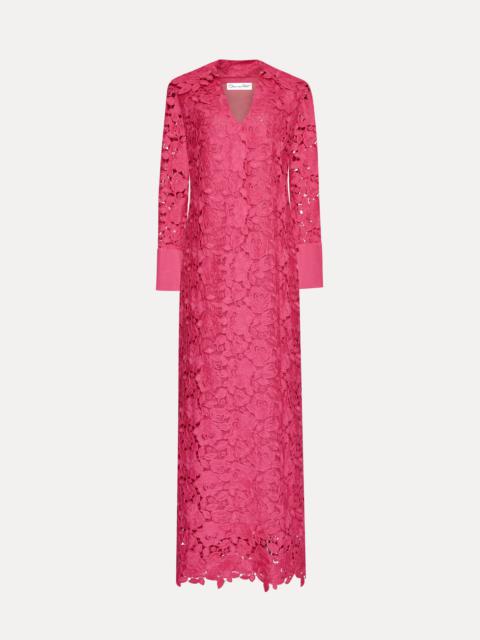 Oscar de la Renta ENGLISH ROSE GUIPURE LONG SLEEVE GOWN
