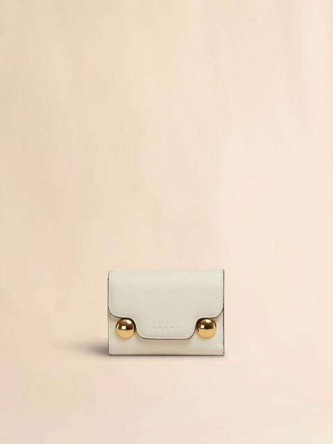Marni CREAM LEATHER TRUNKAROO TRIFOLD WALLET