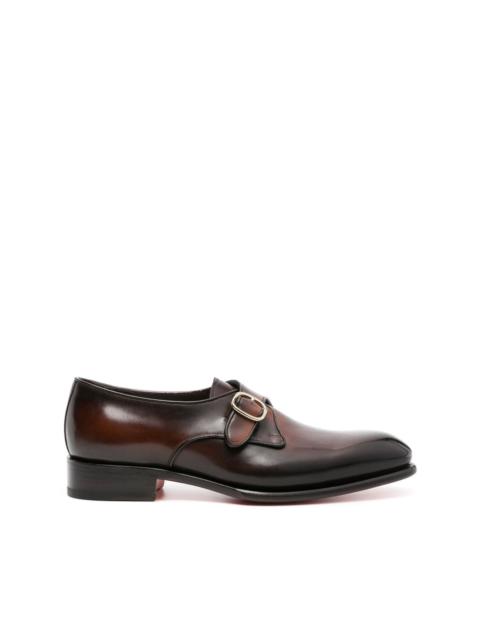 Santoni faded-effect leather monk shoes