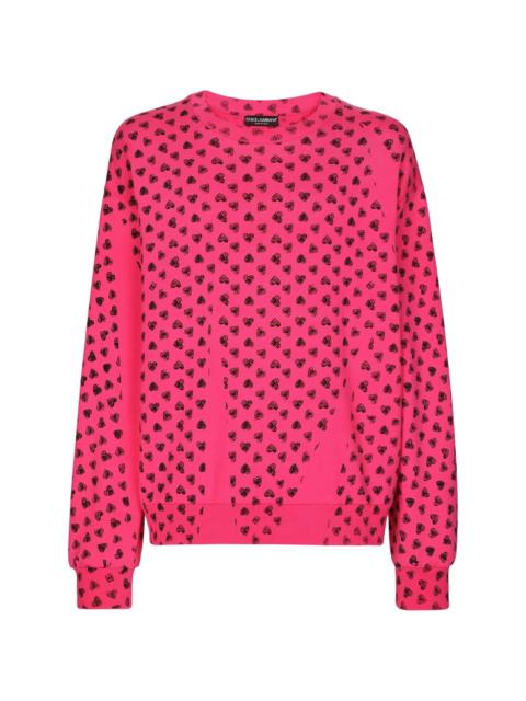 Dolce & Gabbana heart-print long-sleeve sweatshirt