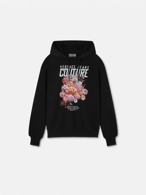 VERSACE JEANS COUTURE Printed Embellished Cotton-Jersey Hoodie