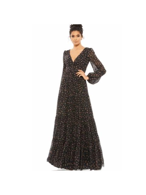 Other Designers Mac Duggal - NWT Ieena Mac‎ Duggal Floral Ruffles Tiered Long Sleeve Maxi Dress Sz 0 $398