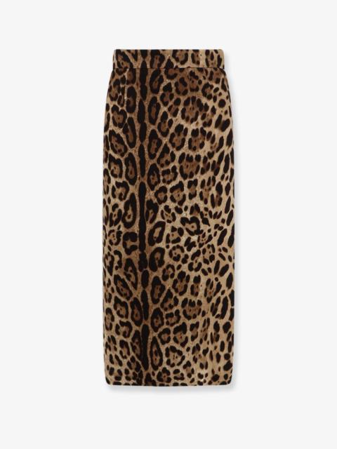 Dolce & Gabbana Dolce & Gabbana Stretch Viscose Longuette Skirt Animal Print
