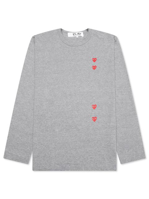 Comme des Garçons PLAY LOGO PRINT ANY HEART L/S T-SHIRT - GREY