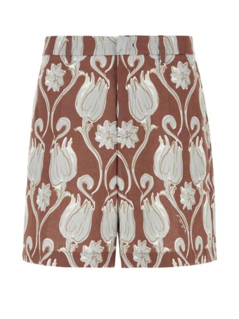 Valentino Garavani Man Printed Linen Bermuda Shorts