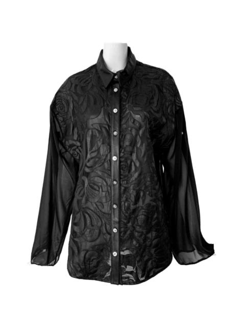 VERSACE Silk Cut Out Leather Applique Shirt