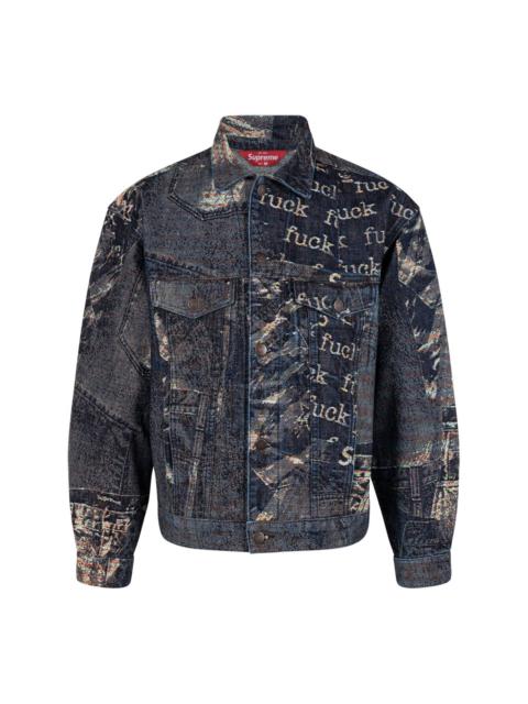 Archive denim jacquard trucker jacket