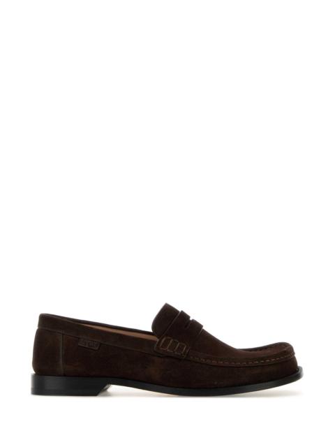 Loewe Loewe Men Dark Brown Suede Campo Loafers