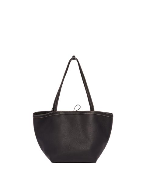 The Row Black Park Tote Three Stitch Leather Bag