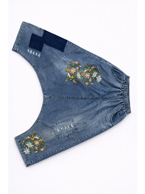 Other Designers Japanese Brand - Vintage Japanese Embroidered Drop Crotch Denim Pants