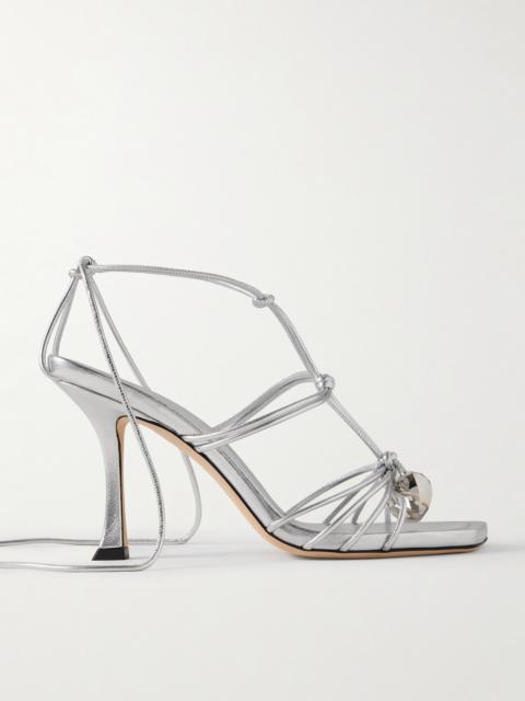JIMMY CHOO Jemma 90 Embellished Metallic Leather Sandals