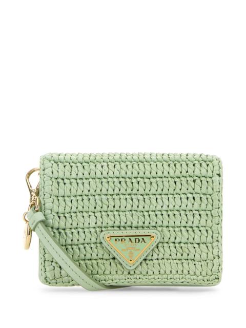 Prada Prada Women Pastel Green Raffia Card Holder