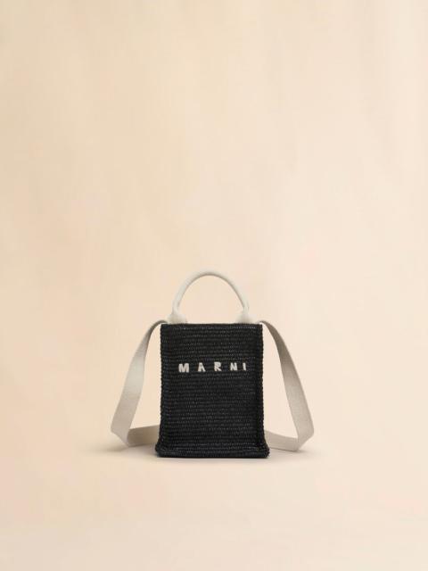 Marni BLACK RAFFIA-EFFECT TOTE MINI BAG