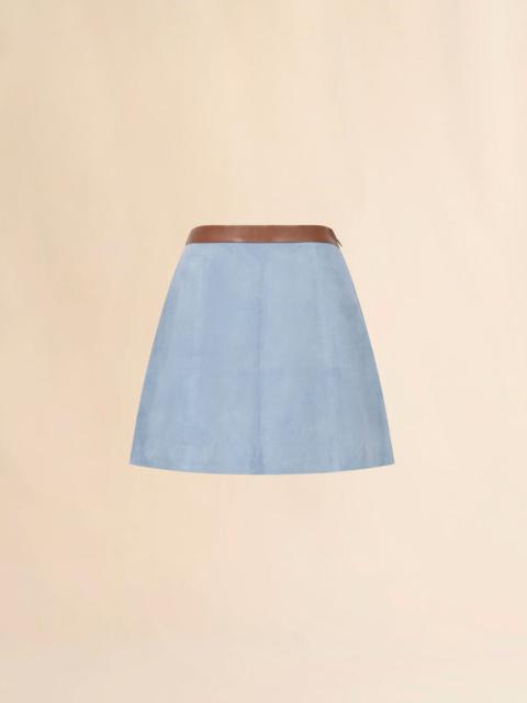 Marni LIGHT BLUE SUEDE FLARED MINI SKIRT