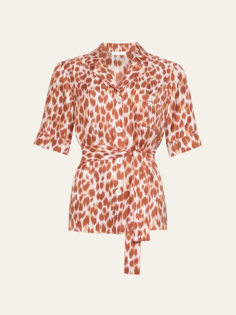 ERES Tlemeda Abstract-Print Silk Sleep Shirt