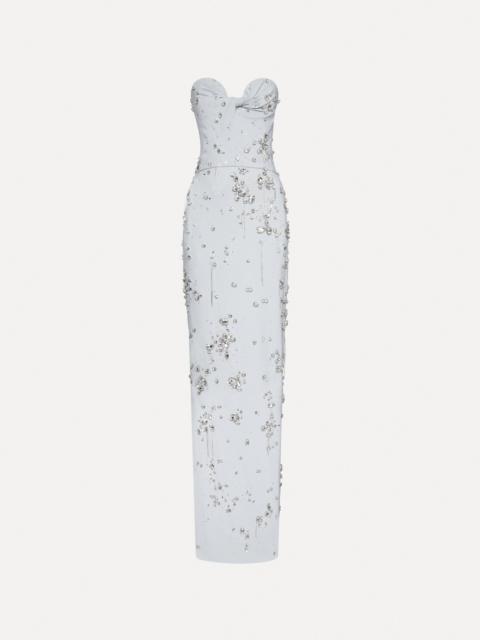 Oscar de la Renta CRYSTAL CLUSTER EMBROIDERED STRAPLESS GOWN