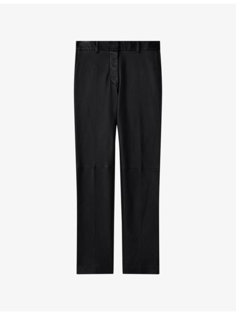 JOSEPH Coleman Slim-Fit Mid-Rise Leather Trousers