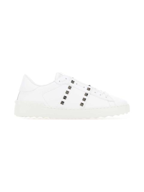 White Leather Rockstud Untitled Sneakers