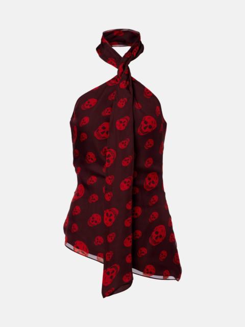 Alexander McQueen Skull scarf-detail halterneck silk top