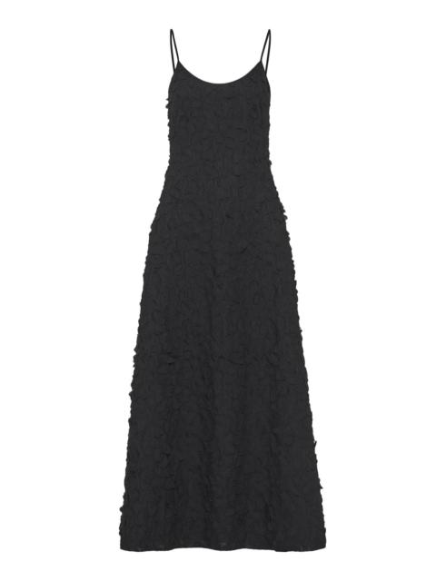 GABRIELA HEARST Nexus Embroidered Leaves Maxi Dress in Black Linen