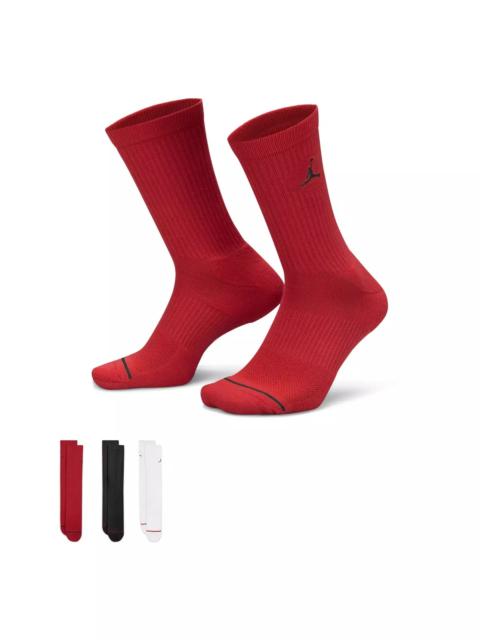 Jordan Everyday Crew Socks (3 Pairs)-Red/White/Black