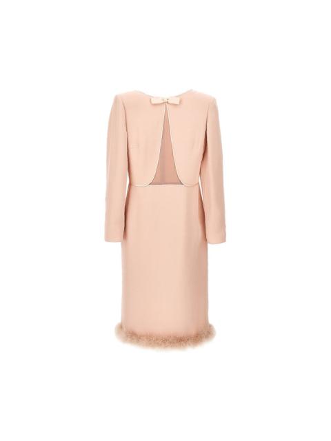 Valentino CADY COUTURE MIDI DRESS WITH FEATHERS