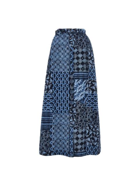 printed denim skirt