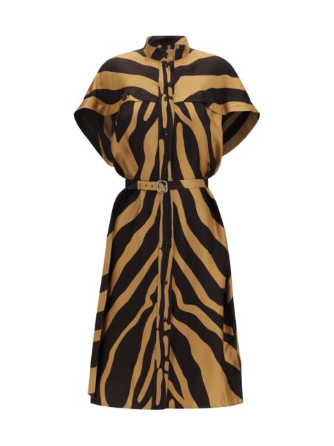 FERRAGAMO Ferragamo Twill Shirt Dress Camel/Dark Expresso
