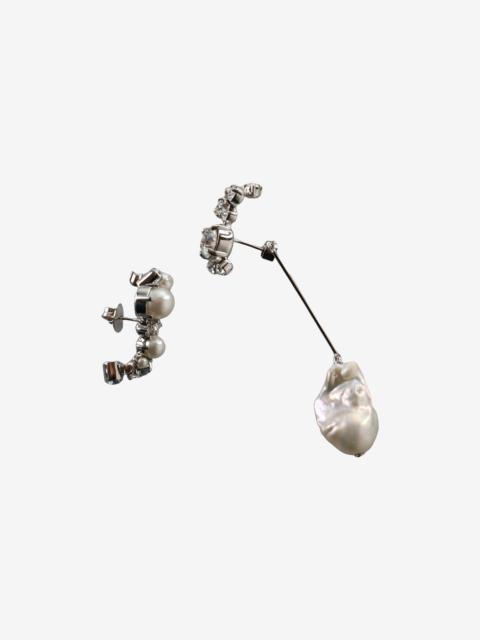 Givenchy GIVENCHY - Women Crystal Pearl Silvery Hoops Earrings