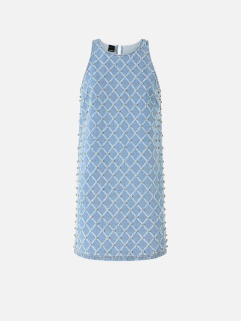 PINKO DENIM MINI DRESS WITH DIAMOND AND RHINESTONE MOTIF