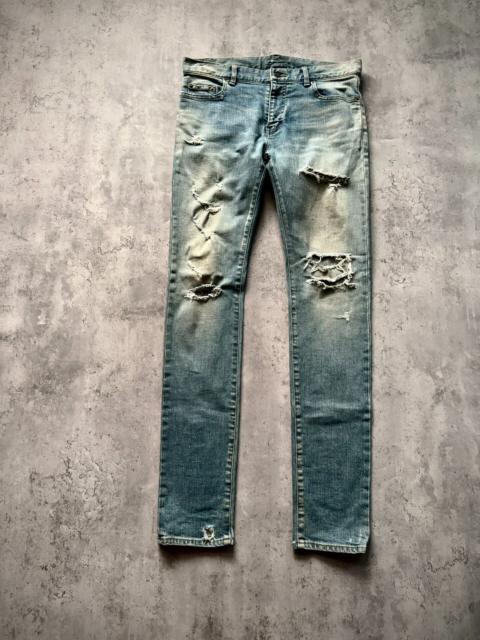 SAINT LAURENT Saint Laurent Paris 16AW D02 Light Wash Distressed Ripped Denim Blue Jeans by Hedi Slimane