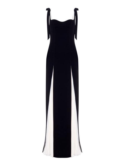 MARMAR HALIM Slit-Detailed Silk Crepe-Chiffon Gown black