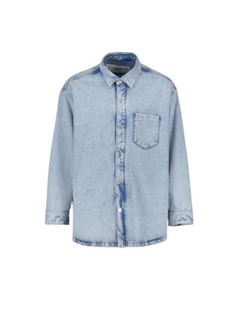 Ami Paris Men's Blue Oversized Ami De Coeur Overshirt