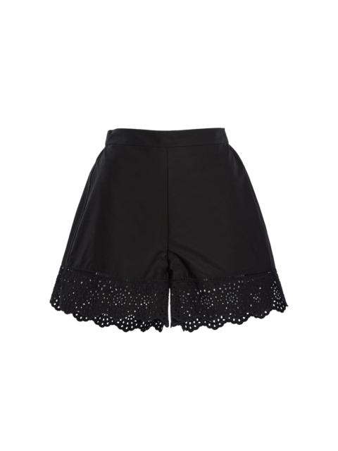 BY MALENE BIRGER Greta Eyelet Cotton Shorts black