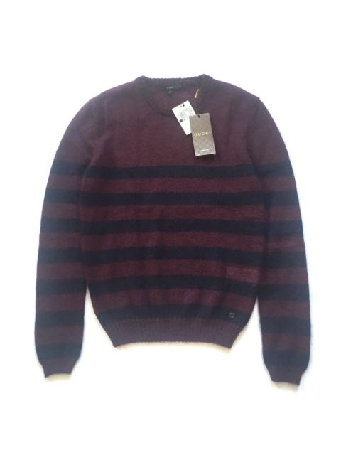 GUCCI GUcci Wine & Navy Striped Mohair Sweater NWT