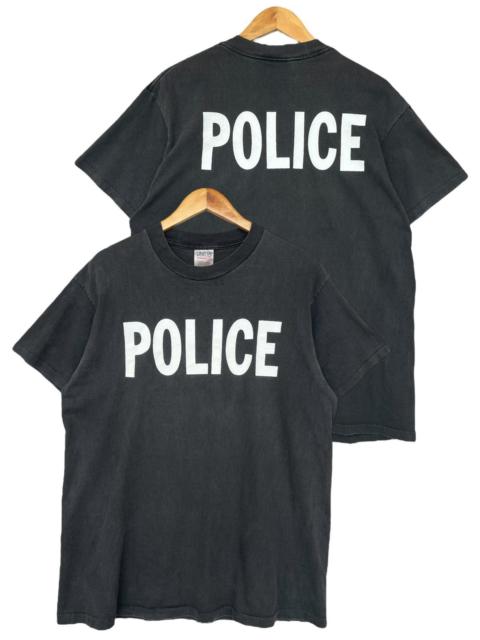 Vintage 90s Police Spellout Sunfaded Black Large Tee