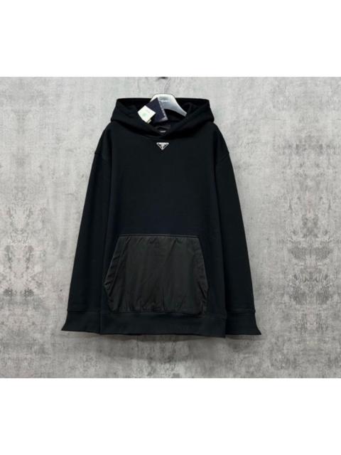 Prada Prada Triangle Logo Nylon-Paneled Hoodie
