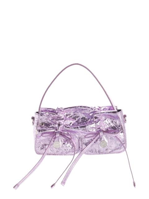 Acne Studios Acne Studios Micro Multipocket Crinkled Metallic Leather Handbag in Lavender Purple at Nordstrom