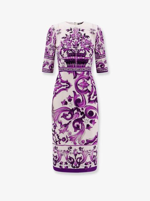 Dolce & Gabbana Dolce & Gabbana Silk Midi Pencil Dress With Maiolica Print