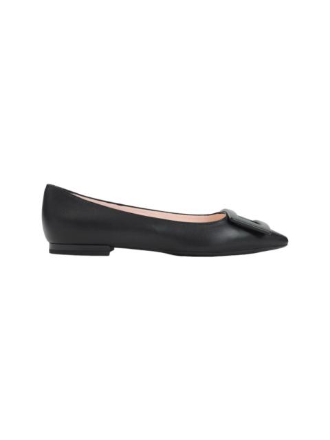 Roger Vivier ROGER VIVIER Gommettine Black Leather Ballerinas New And Aut