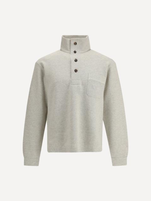 TOM FORD Cotton Sweatshirt with a partial front button closure