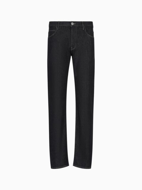GIORGIO ARMANI Five-pocket, regular fit, stretch cotton-denim trousers