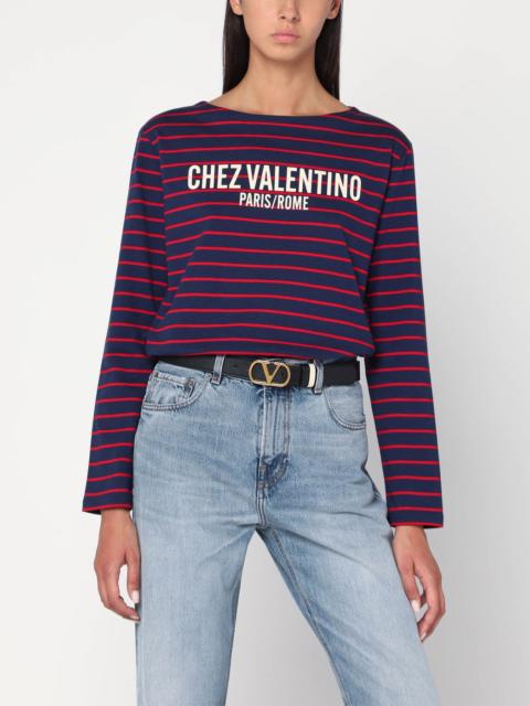 Valentino Blue T-shirt with red stripes by Valentino