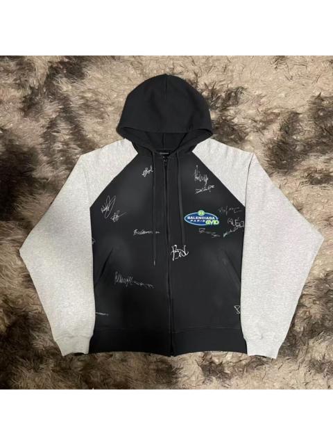 BALENCIAGA Balenciaga Graffiti Signature Letter Raglan Sleeve Hooded Zip-Up Hoodie