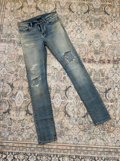 SAINT LAURENT Saint Laurent Hedi era d02 heavily distressed patchwork jeans