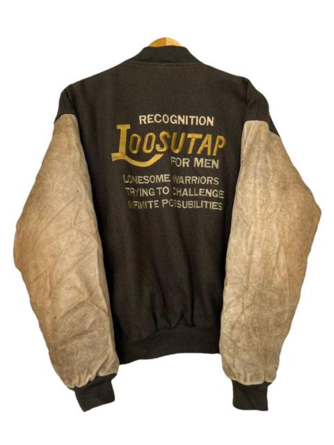 Other Designers Vintage - Loosutap Patch Embroidered Green Leather Varsity Jacket